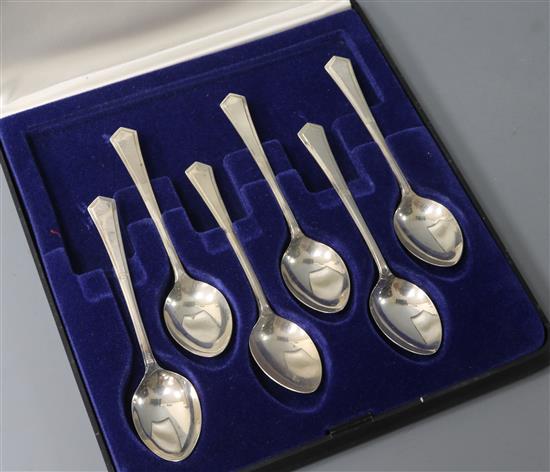 A cased set of six 1960s silver coffee spoons.